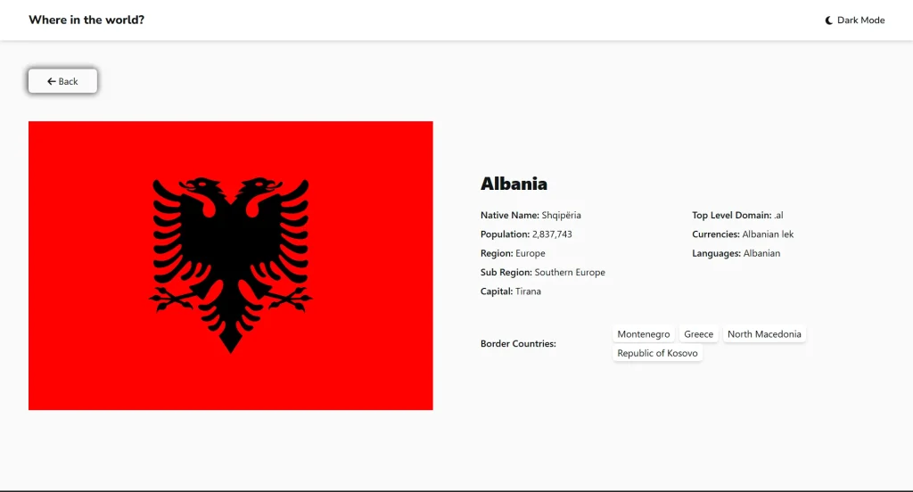 single country in light mode